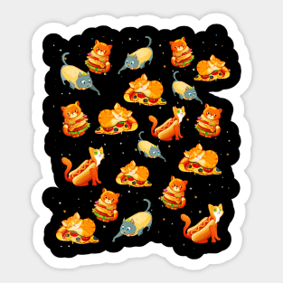 Crazy Space Cat  taco Food Sticker